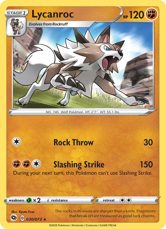 Lycanroc Reverse Holo 030/73 Champion's Path Pokémon Card