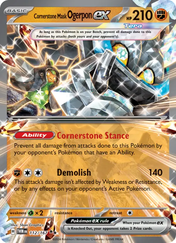 Cornerstone Mask Ogerpon ex Holo 112/167 Twilight Masquerade Pokémon Card