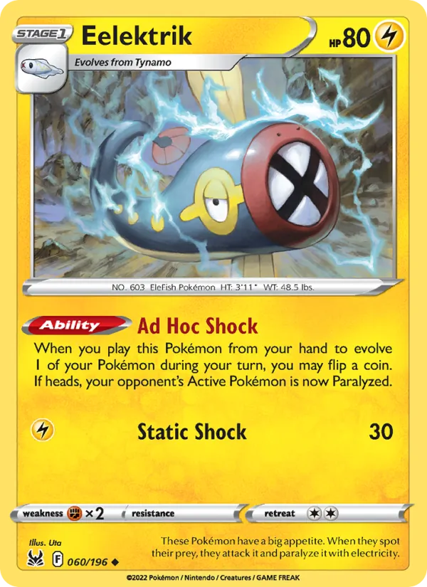 Eelektrik Reverse Holo 060/196 Lost Origin Pokémon Card