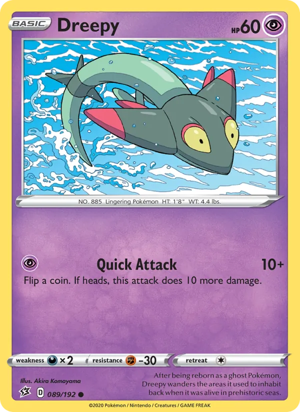 Dreepy Reverse Holo 089/192 Rebel Clash Pokémon Card