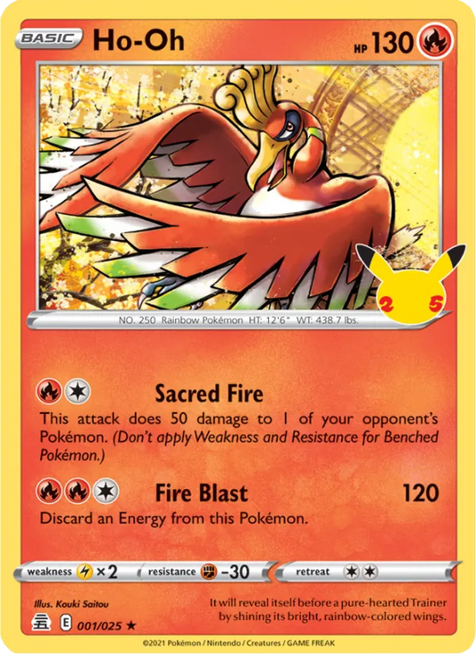 Ho-Oh Holo 001/25 Celebrations Pokémon Card
