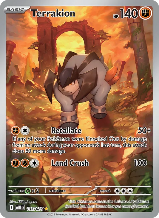 Terrakion Holo 135/86 White Flare Pokémon Card
