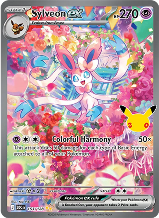Sylveon ex Normal 153/128 30th Celebration Pokémon Card