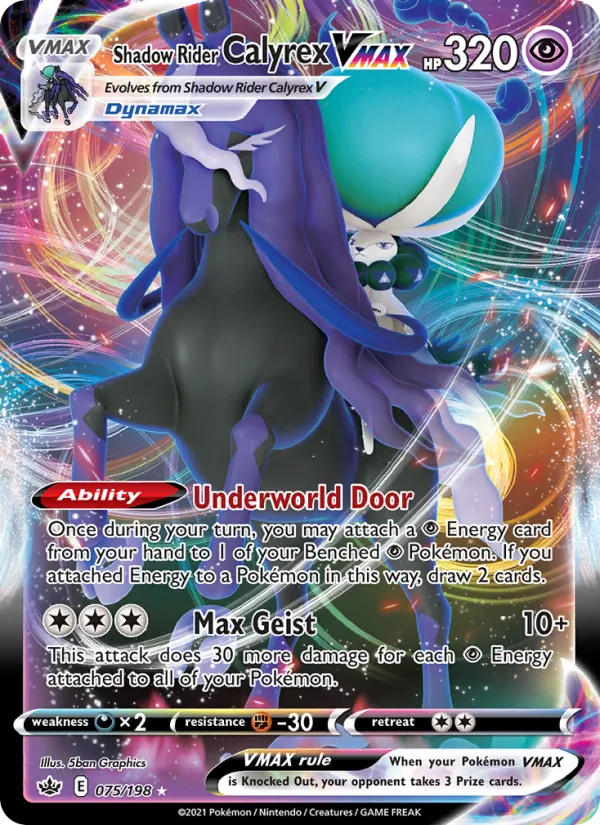 Shadow Rider Calyrex VMAX Holo 075/198 Chilling Reign Pokémon Card