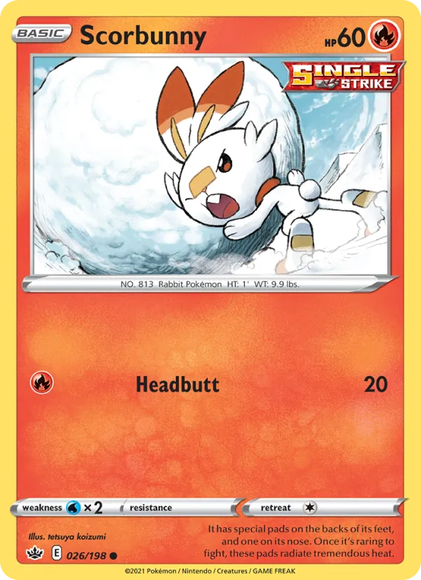 Scorbunny Reverse Holo 026/198 Chilling Reign Pokémon Card