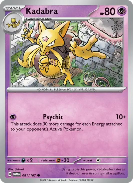 Kadabra Reverse Holo 081/167 Twilight Masquerade Pokémon Card