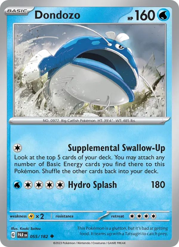 Dondozo Reverse Holo 055/182 Paradox Rift Pokémon Card