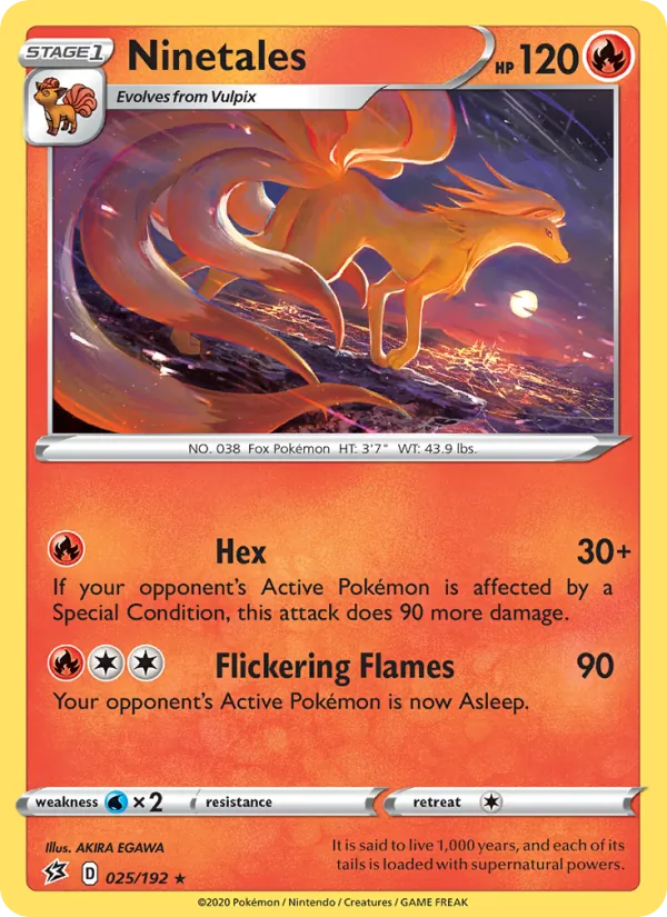 Ninetales Reverse Holo 025/192 Rebel Clash Pokémon Card