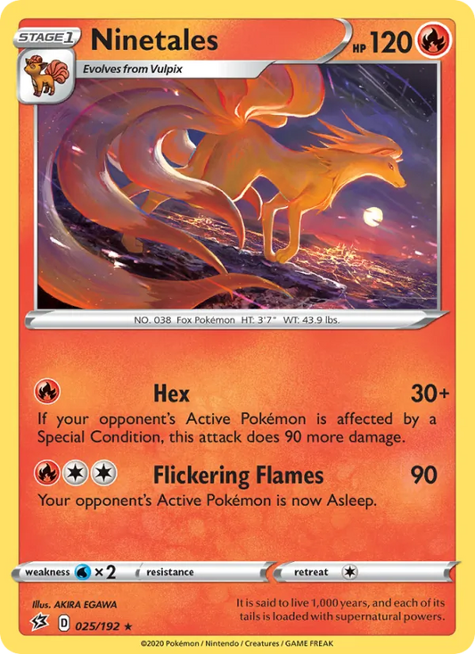 Ninetales Reverse Holo 025/192 Rebel Clash Pokémon Card