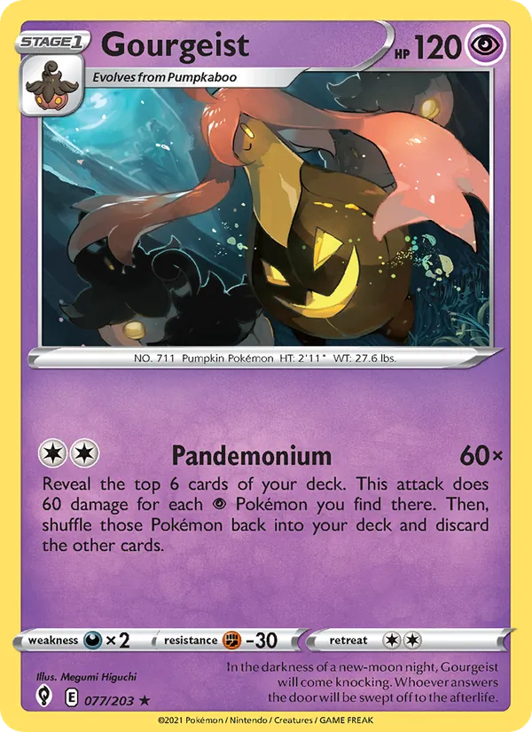 Gourgeist Reverse Holo 077/203 Evolving Skies Pokémon Card