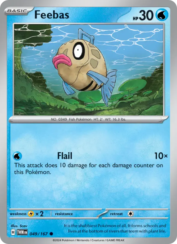 Feebas Reverse Holo 049/167 Twilight Masquerade Pokémon Card