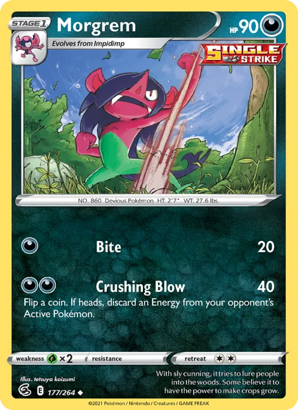 Morgrem Reverse Holo 177/264 Fusion Strike Pokémon Card