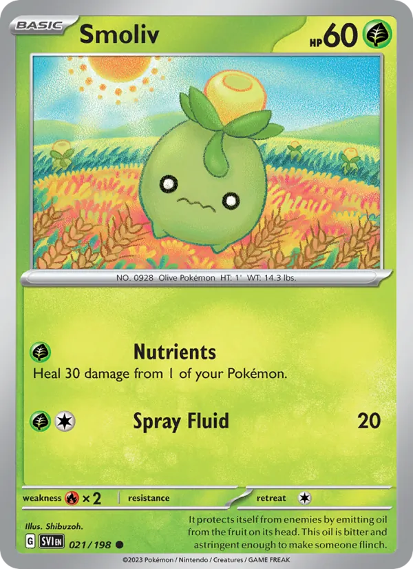 Smoliv Non-Holo 021/198 Scarlet & Violet Pokémon Card