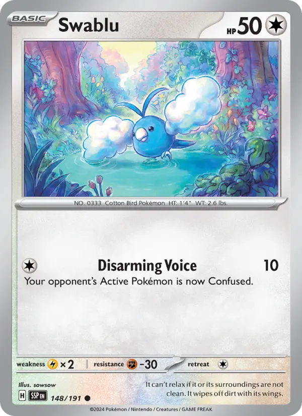 Swablu Reverse Holo 148/191 Surging Sparks Pokémon Card