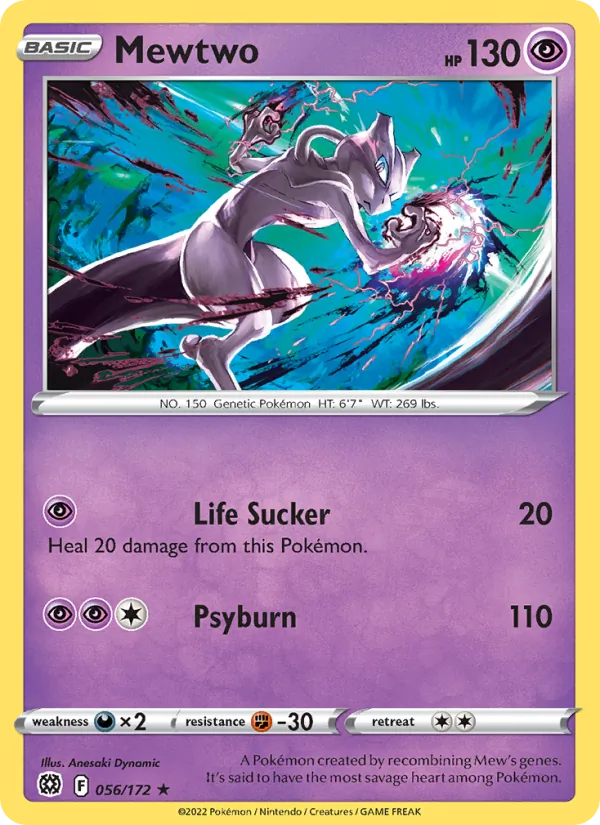 Mewtwo Reverse Holo 056/172 Brilliant Stars Pokémon Card