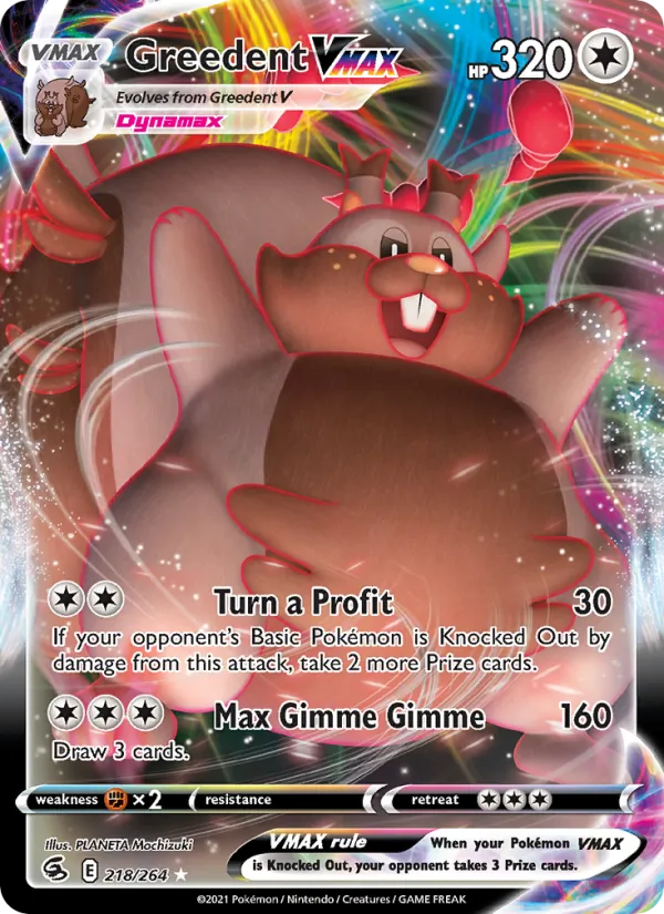 Greedent VMAX Holo 218/264 Fusion Strike Pokémon Card