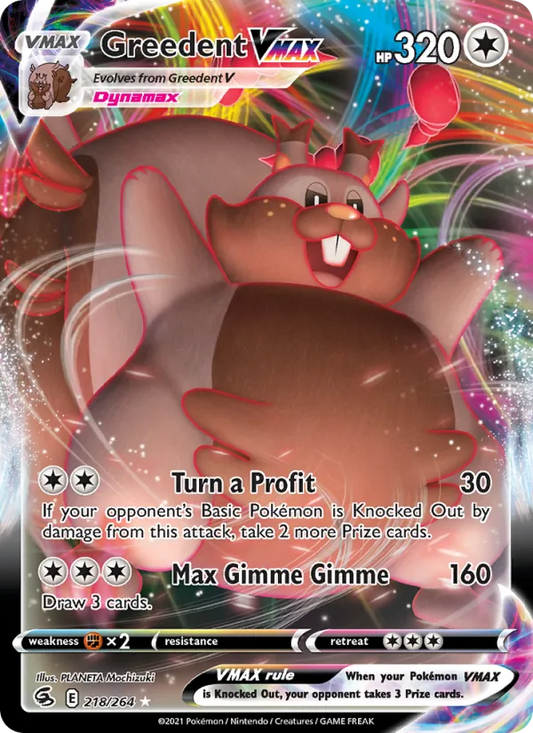 Greedent VMAX Holo 218/264 Fusion Strike Pokémon Card
