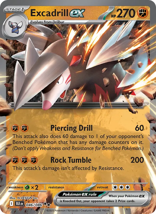 Excadrill ex Holo 046/86 Black Bolt Pokémon Card
