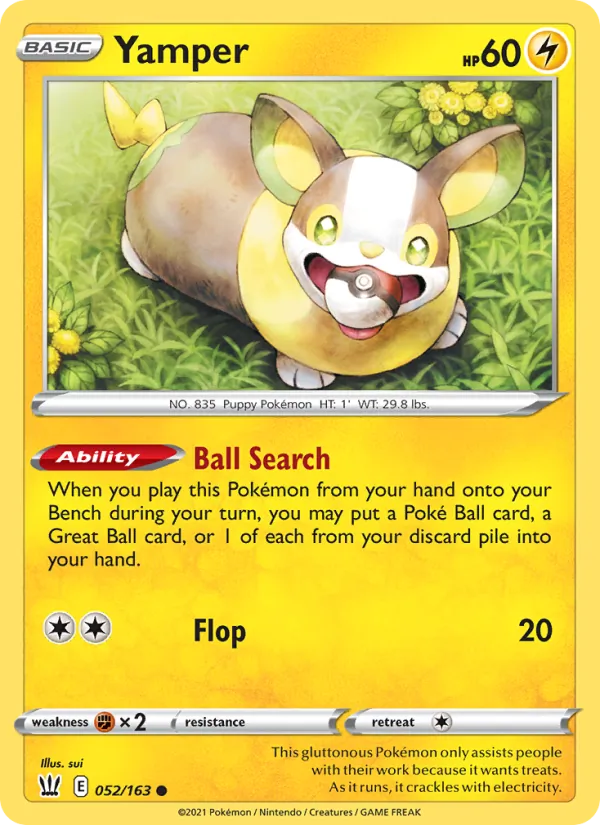Yamper Reverse Holo 052/163 Battle Styles Pokémon Card