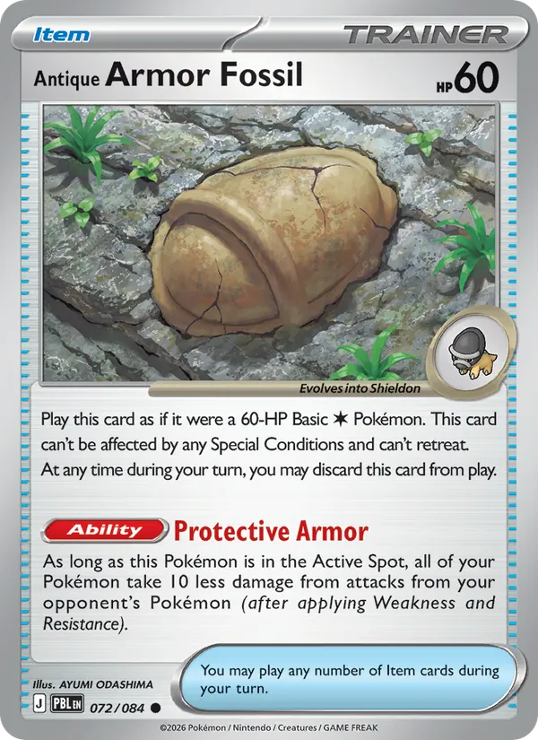 Antique Armor Fossil Non-Holo 072/84 Pitch Black Pokémon Card