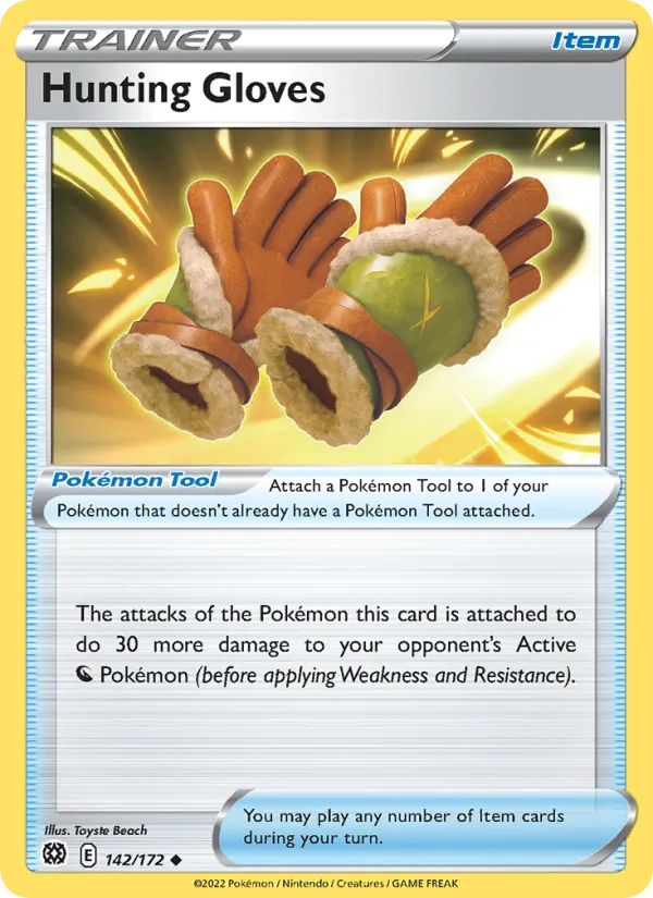 Hunting Gloves Reverse Holo 142/172 Brilliant Stars Pokémon Card