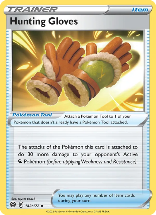 Hunting Gloves Reverse Holo 142/172 Brilliant Stars Pokémon Card