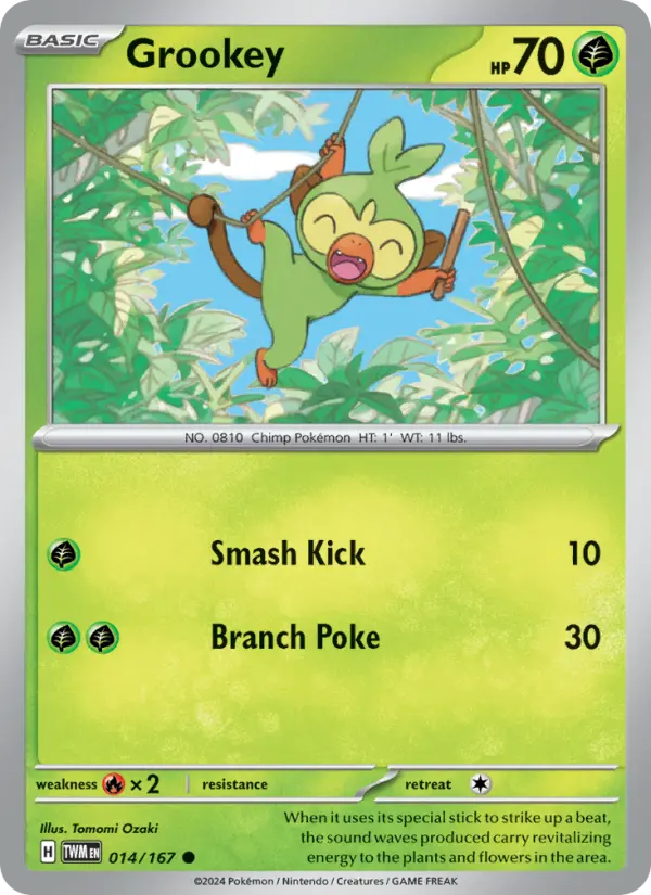 Grookey Reverse Holo 014/167 Twilight Masquerade Pokémon Card