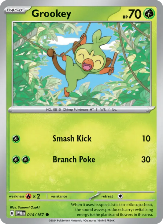 Grookey Reverse Holo 014/167 Twilight Masquerade Pokémon Card
