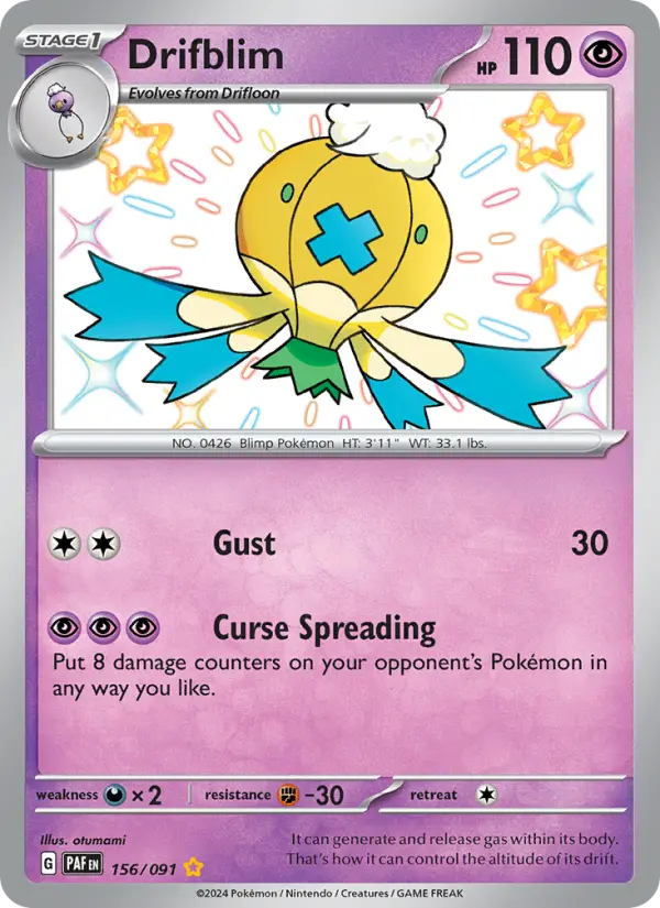 Drifblim Holo 156/91 Paldean Fates Pokémon Card