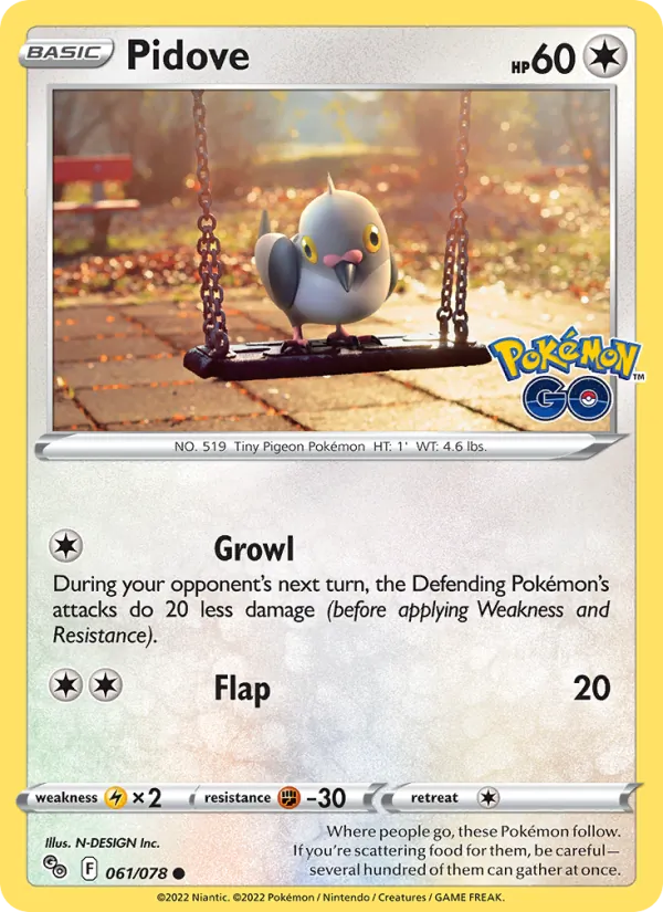 Pidove Reverse Holo 061/78 Pokémon GO Pokémon Card