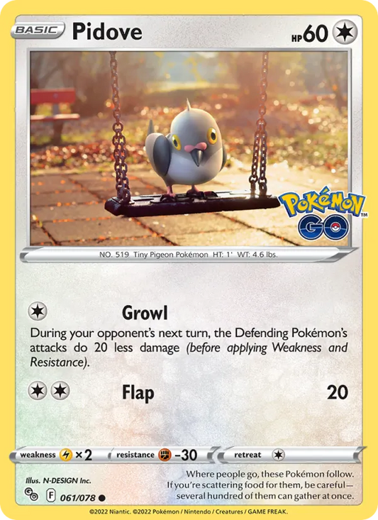 Pidove Reverse Holo 061/78 Pokémon GO Pokémon Card