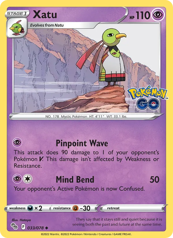Xatu Reverse Holo 033/78 Pokémon GO Pokémon Card