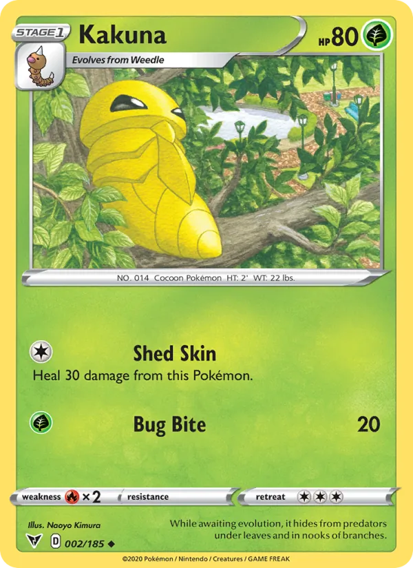 Kakuna Reverse Holo 002/185 Vivid Voltage Pokémon Card