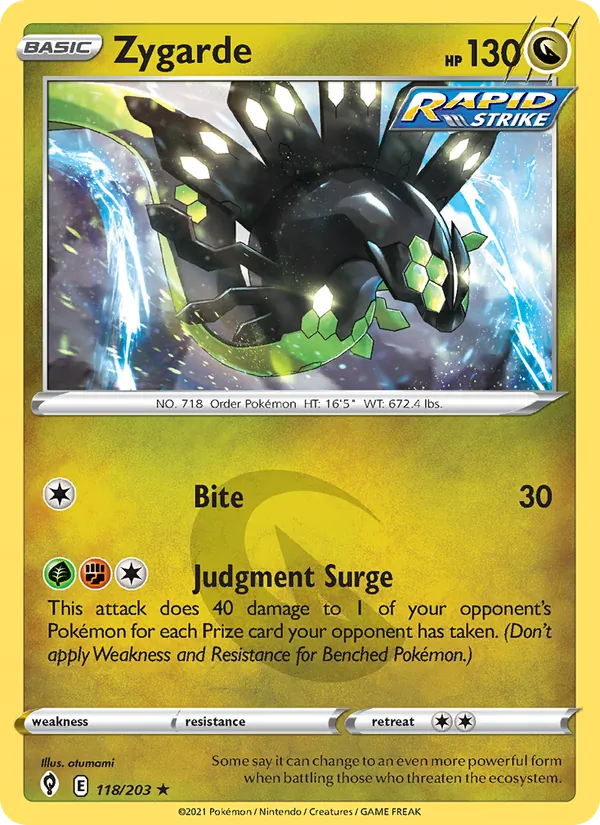 Zygarde Reverse Holo 118/203 Evolving Skies Pokémon Card