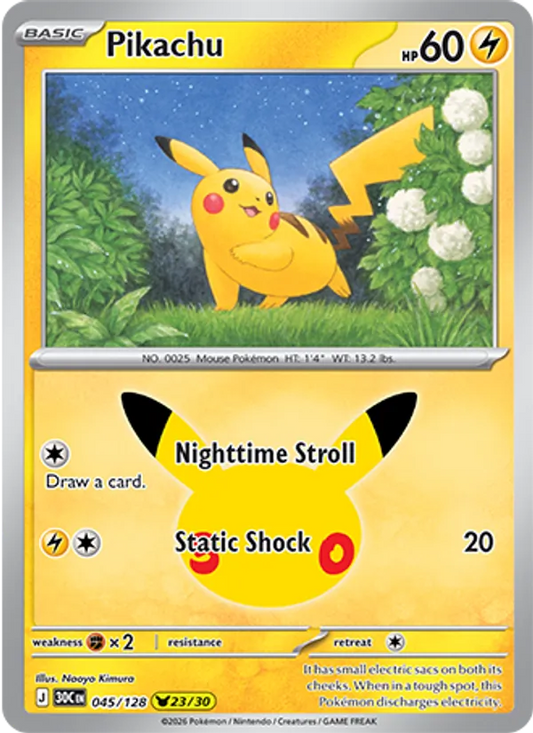 Pikachu Normal 045/128 30th Celebration Pokémon Card