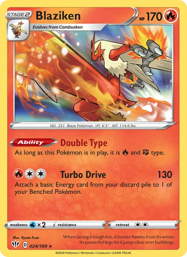 Blaziken Reverse Holo 024/189 Darkness Ablaze Pokémon Card