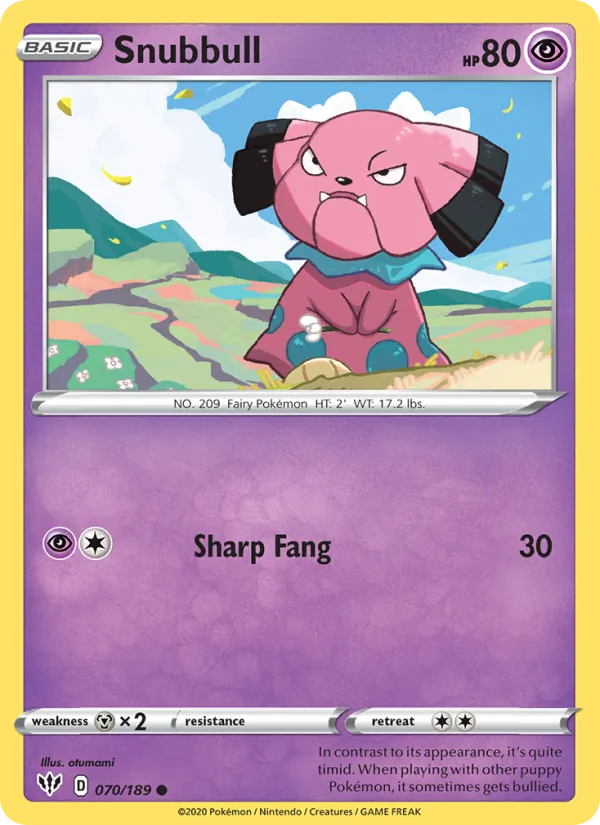 Snubbull Reverse Holo 070/189 Darkness Ablaze Pokémon Card