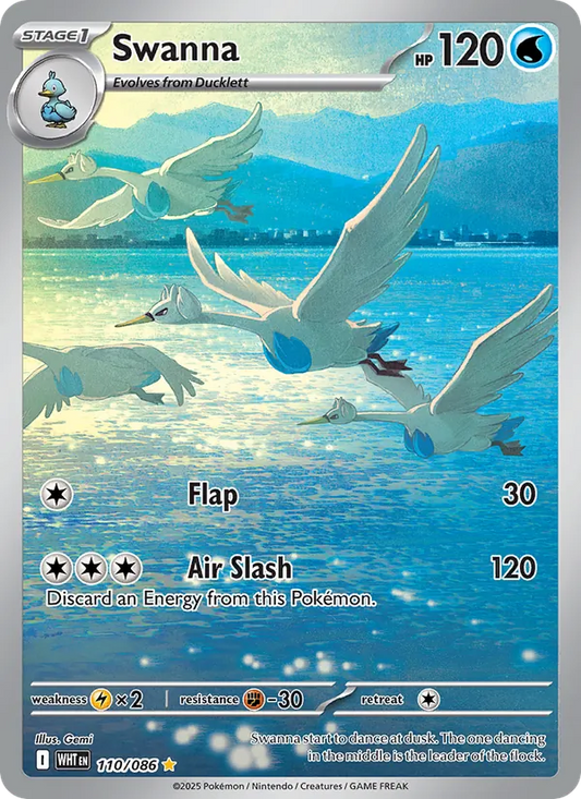Swanna Holo 110/86 White Flare Pokémon Card