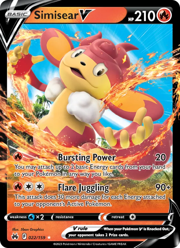 Simisear V Holo 022/159 Crown Zenith Pokémon Card