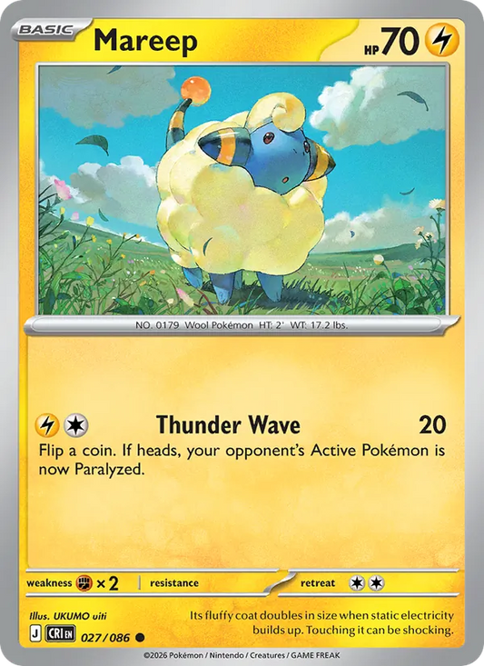 Mareep Normal 027/86 Chaos Rising Pokémon Card
