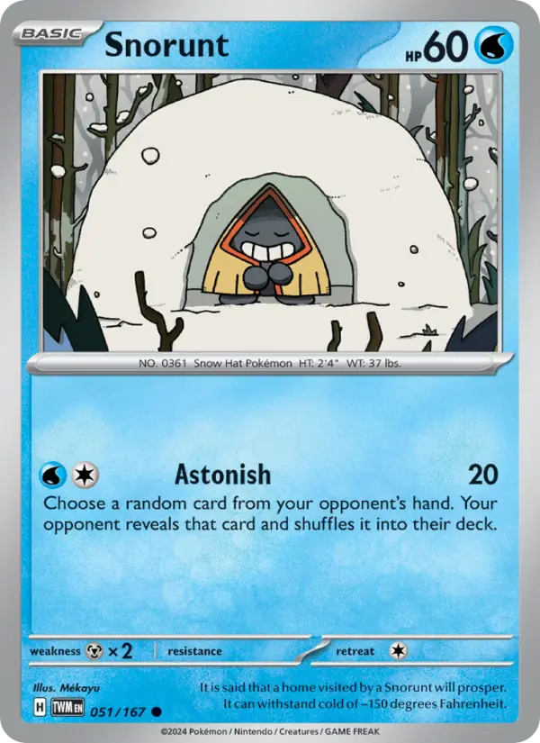 Snorunt Reverse Holo 051/167 Twilight Masquerade Pokémon Card