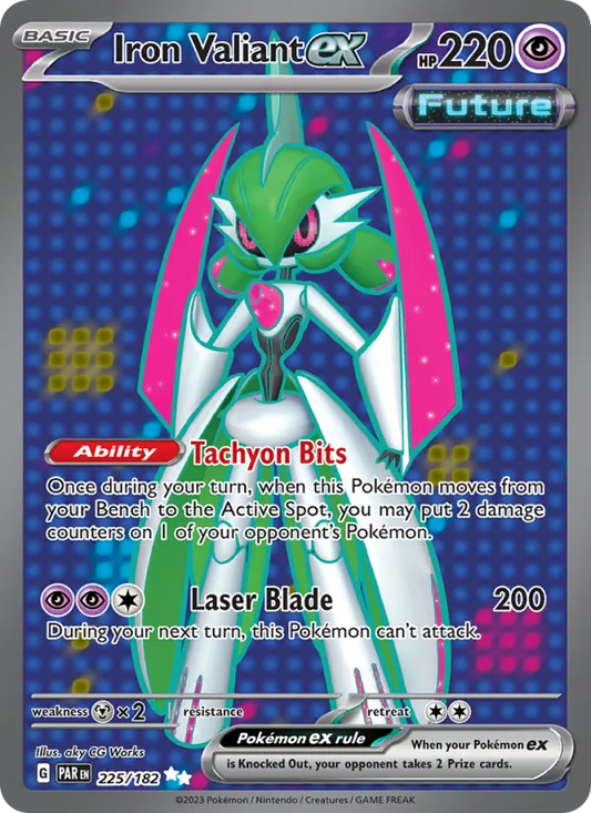 Iron Valiant ex Holo 225/182 Paradox Rift Pokémon Card