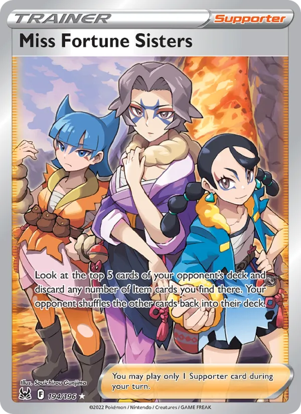 Miss Fortune Sisters Holo 194/196 Lost Origin Pokémon Card