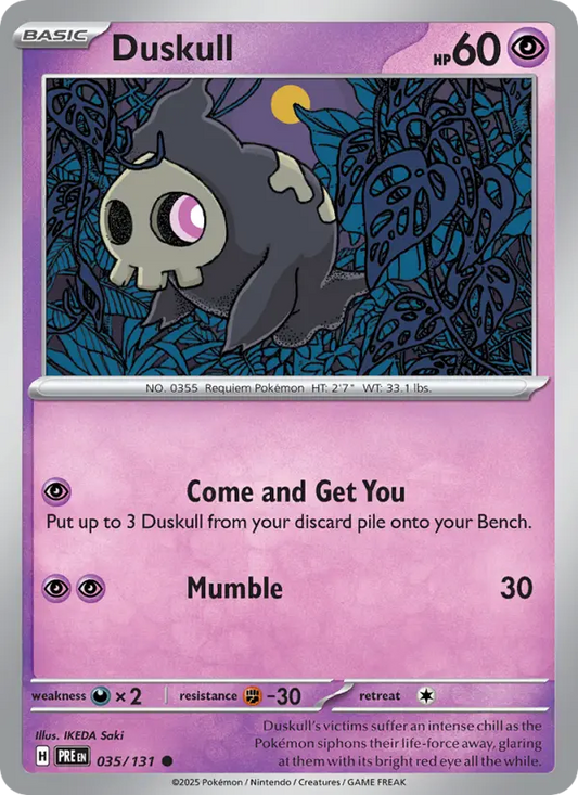 Duskull Reverse Holo 035/131 Prismatic Evolutions Pokémon Card