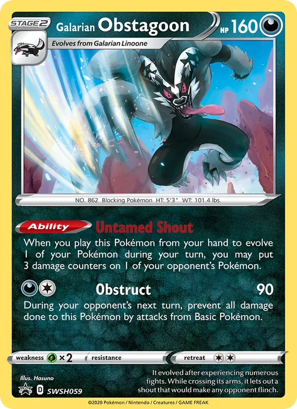 Galarian Obstagoon Holo WH059/307 SWSH Black Star Promos Pokémon Card