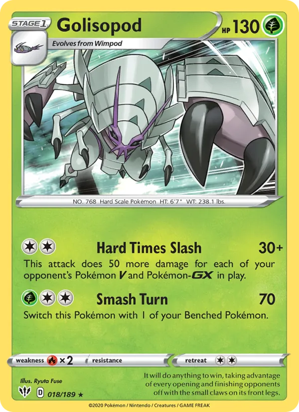 Golisopod Reverse Holo 018/189 Darkness Ablaze Pokémon Card