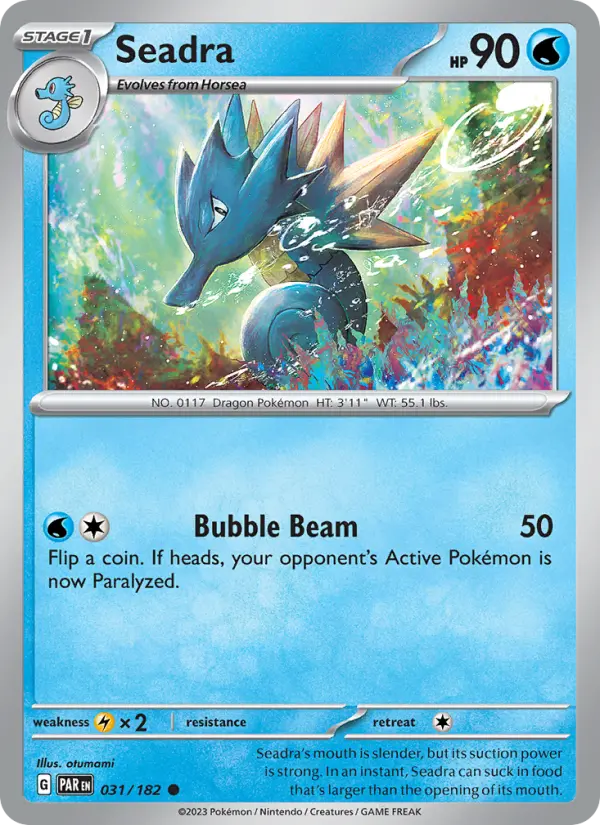 Seadra Reverse Holo 031/182 Paradox Rift Pokémon Card