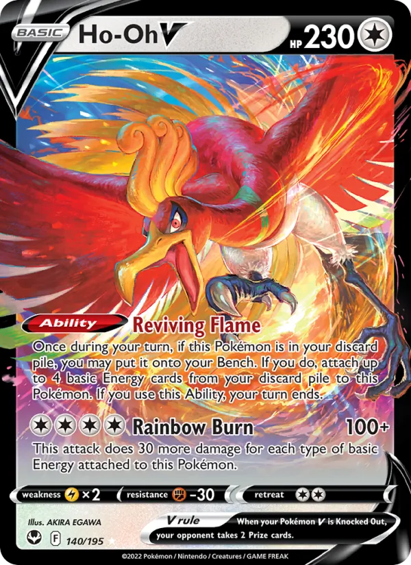 Ho-Oh V Holo 140/195 Silver Tempest Pokémon Card
