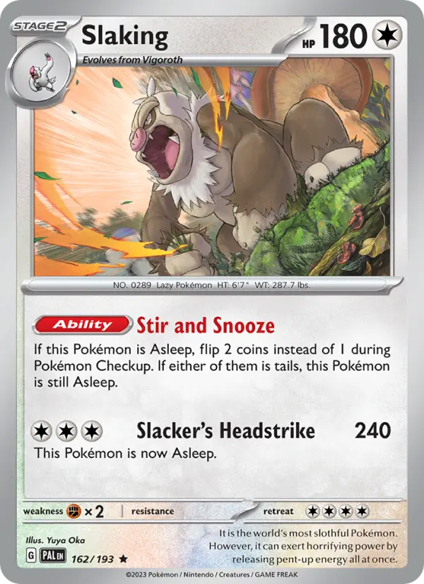 Slaking Holo 162/193 Paldea Evolved Pokémon Card