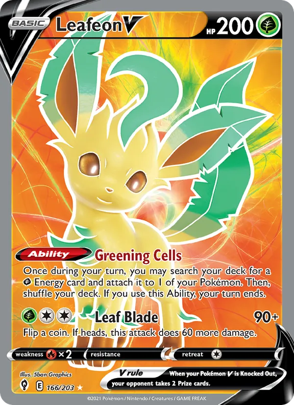 Leafeon V Holo 166/203 Evolving Skies Pokémon Card